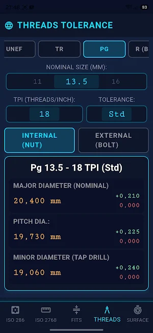 CNC Thread & Fit Calculator Screenshot 1