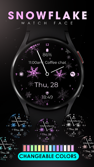 Snowflake pink watch face Screenshot 2