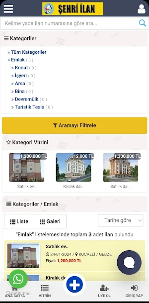 Şehri ilan :Emlak &Araç Al-Sat Screenshot 1