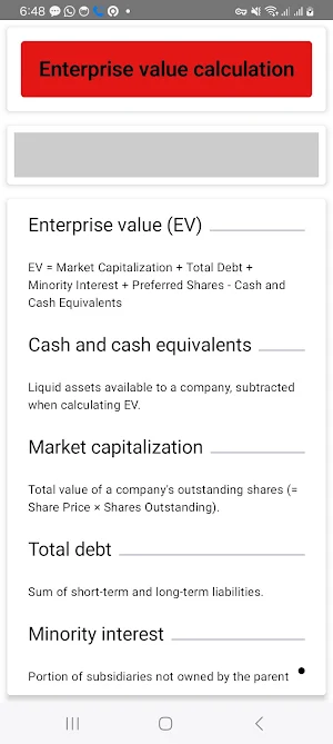 EV to Sales Calculator Screenshot 2