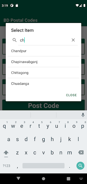 BD Postal Codes Screenshot 1