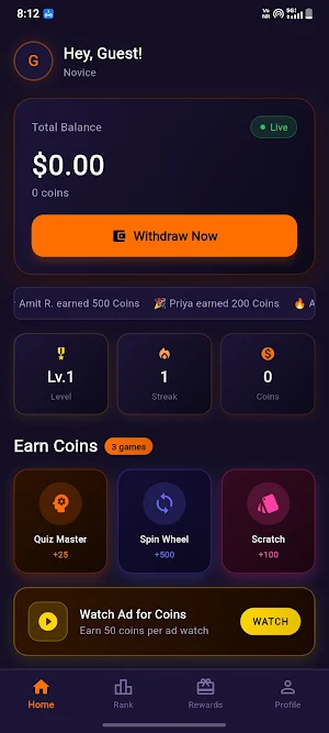 Watch & Earn: Money Video Screenshot 0