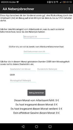 Arbeitsamt Nebenjobrechner Screenshot 0