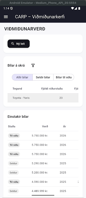 CARP - Viðmiðunarkerfi Screenshot 1