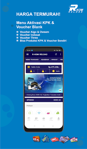 R-KOM RELOAD : Aplikasi Agen Pulsa & PPOB Screenshot 1