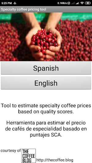 Specialty coffee pricing tool Screenshot 0
