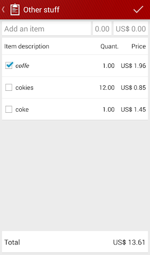 Shopping List Screenshot 1