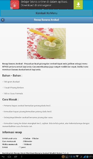 Resep Makanan/Masakan Bayi Sehat Bergizi Screenshot 3
