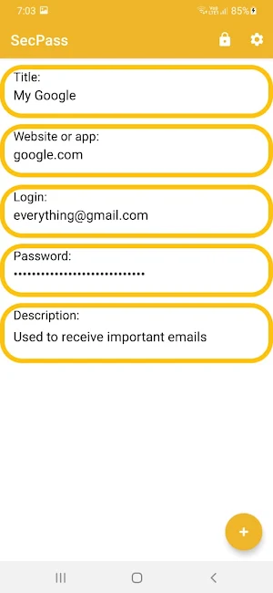 SecPass - password storage Screenshot 1