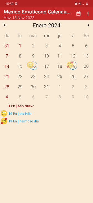 México Emoticono Calendario Screenshot 0