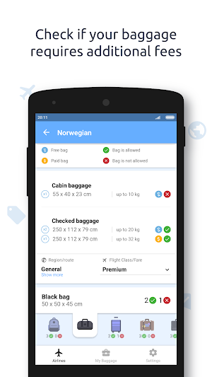 Baggify - airlines baggage allowance Screenshot 3