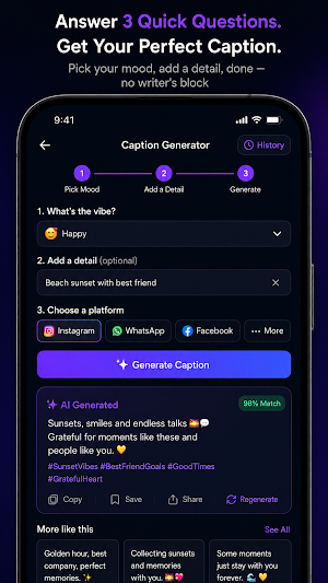 Caption AI: Bio & Hashtags Screenshot 1