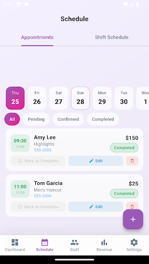 Salon Staff Hub Screenshot 1