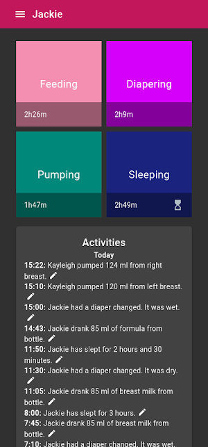Baby Journal, Activity Tracker Screenshot 0