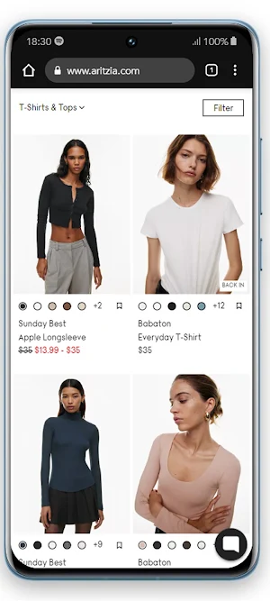 aritzia Screenshot 3