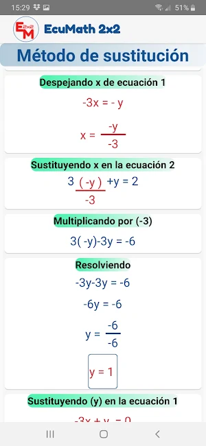 EcuMath 2x2 - Linear Equations 2x2 step by step Screenshot 3
