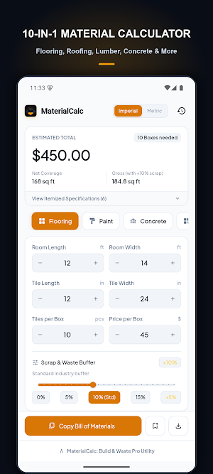 MaterialCalc: Build & Waste Screenshot 0