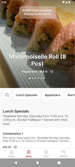 KANBU Sushi Downtown Screenshot 1