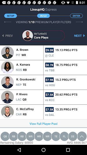 LineupHQ: FanDuel Lineups Screenshot 0