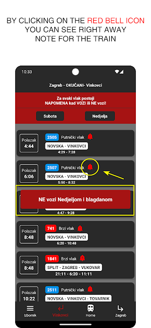 Okučani train timetable Screenshot 2
