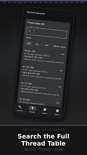 Tap Drill Calculator Screenshot 1