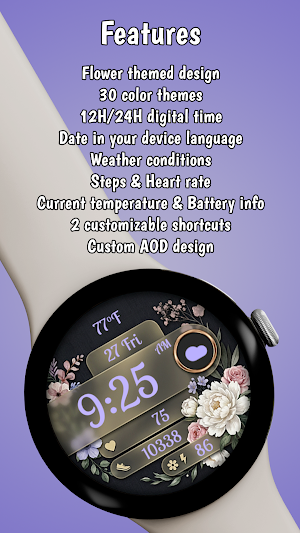 Flora Gold - Floral Watchface Screenshot 2