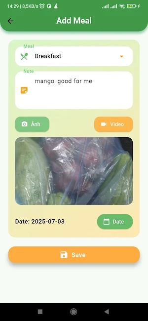 Health Meal Diary Screenshot 2