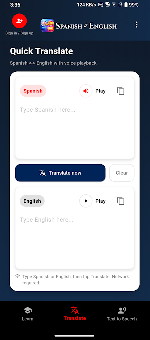 Spanish English Learn Screenshot 1