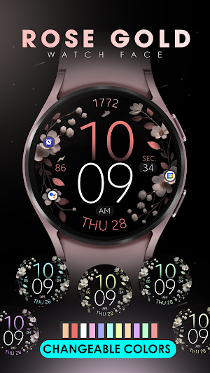 Rose Gold Floral Watch Face Screenshot 2