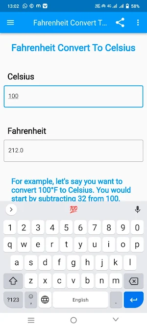 Fahrenheit Convert To Celsius Screenshot 1