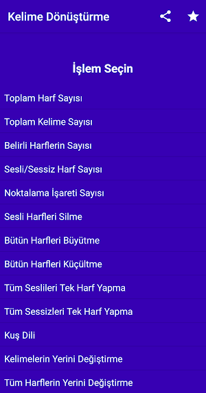 Kelime Dönüştürme (Harf Sayısı Kuş Dili Ters Yazı) Screenshot 3