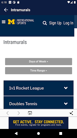 University of Michigan Recreational Sports Screenshot 3