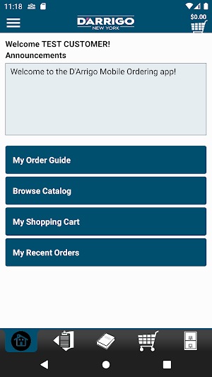 D'Arrigo Mobile Ordering Screenshot 0