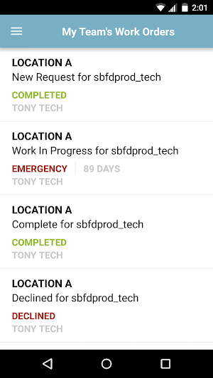 FacilityDude Work Center Screenshot 2