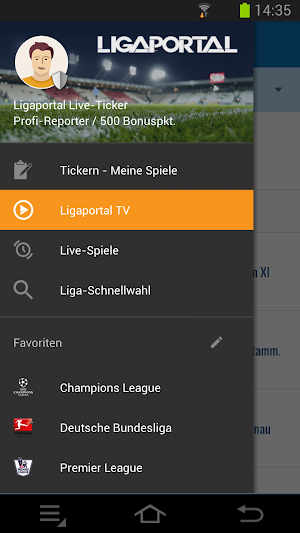 Ligaportal Fußball Live-Ticker Screenshot 1