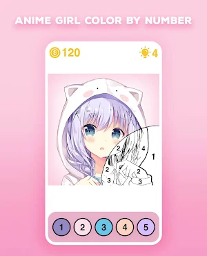 Anime Girl Color by Number - Anime Coloring Book Screenshot 0