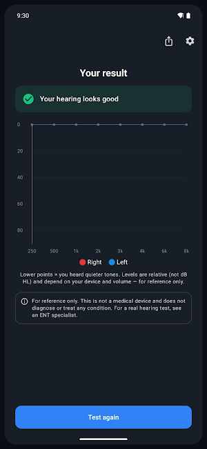 Hearing Test - Audiogram Screenshot 2