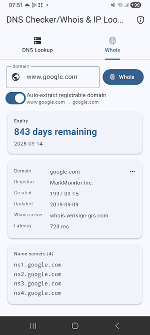 DNS Checker/Whois & IP Lookup Screenshot 1