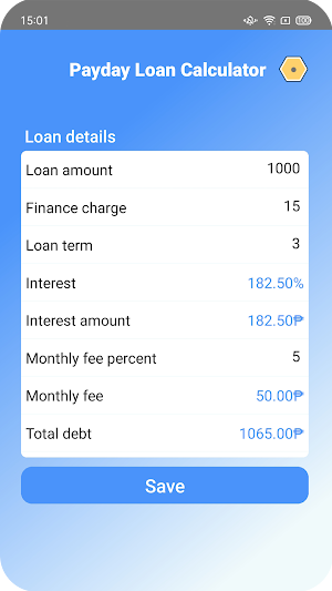 Payday Loan Calculator Screenshot 1