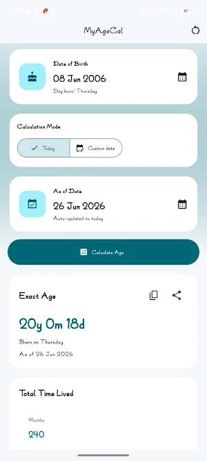 MyAgeCal Screenshot 2