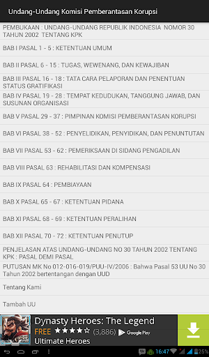 Undang2 Pemberantasan Korupsi Screenshot 1
