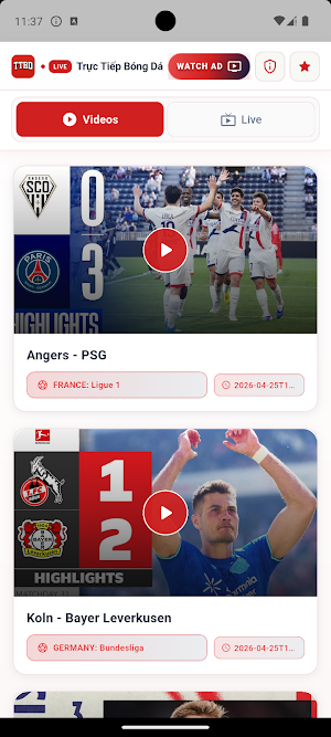 Trực Tiếp Bóng Dá Screenshot 3