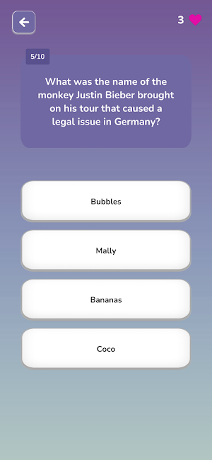 Justin Bieber Trivia Quiz Screenshot 3