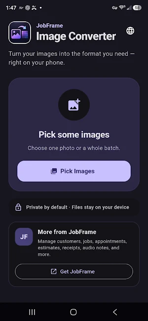 JobFrame Image Converter Screenshot 0