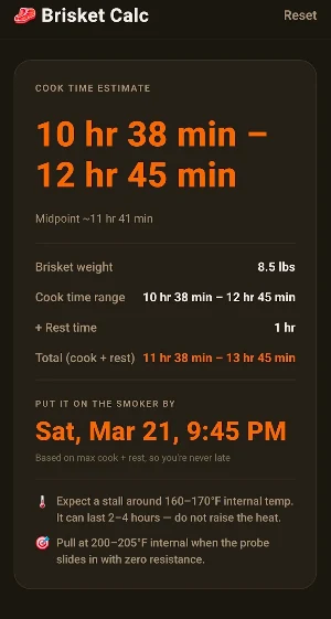 Brisket Calc Screenshot 2