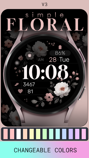 Simple Floral 3 Watch Face Screenshot 2