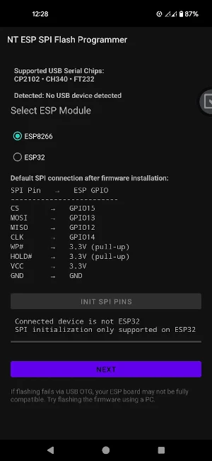 NT ESP SPI Flash Programmer Screenshot 2