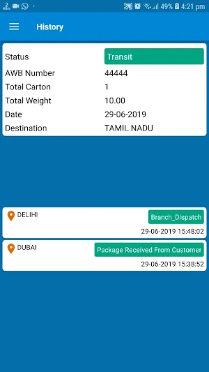 Airwin express tracking Screenshot 2
