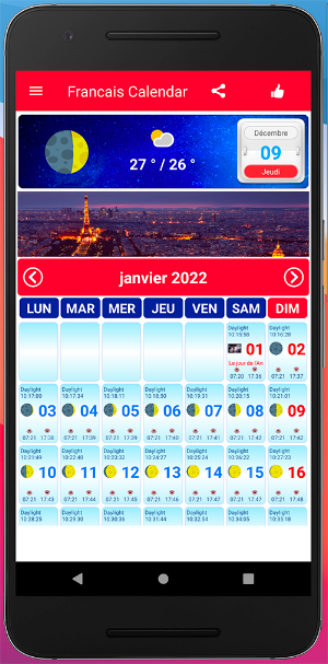 Français Calendrier 2022 Screenshot 1