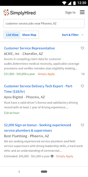 Job Search - Simply Hired Screenshot 1